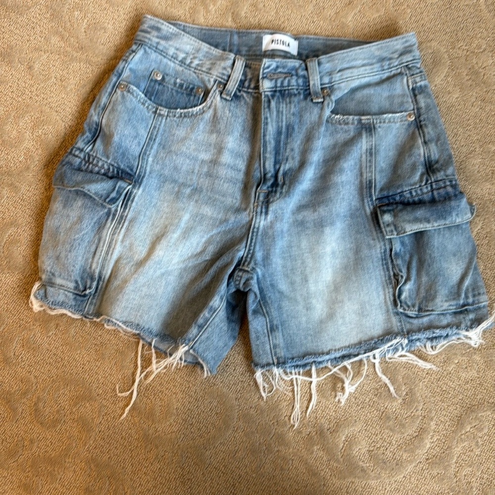 Pistola cargo longer length Jean shorts